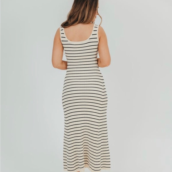 Worth Collective Sleeveless Horizontal Stripe Tank Maxi Dress in Cream/Black - Picture 8 of 8